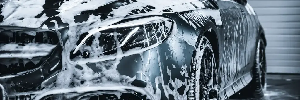 Vehicle covered in detailing soap at Reality Auto Detailing in El Paso